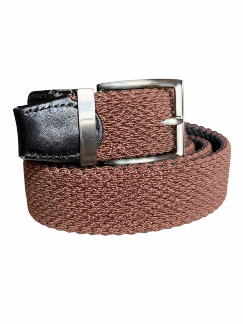Tommy Bahama L/XL Reversible Brown & Black Stretch Belt Leather Trim
